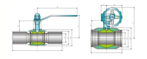 供熱專用全焊接球閥產品結構圖